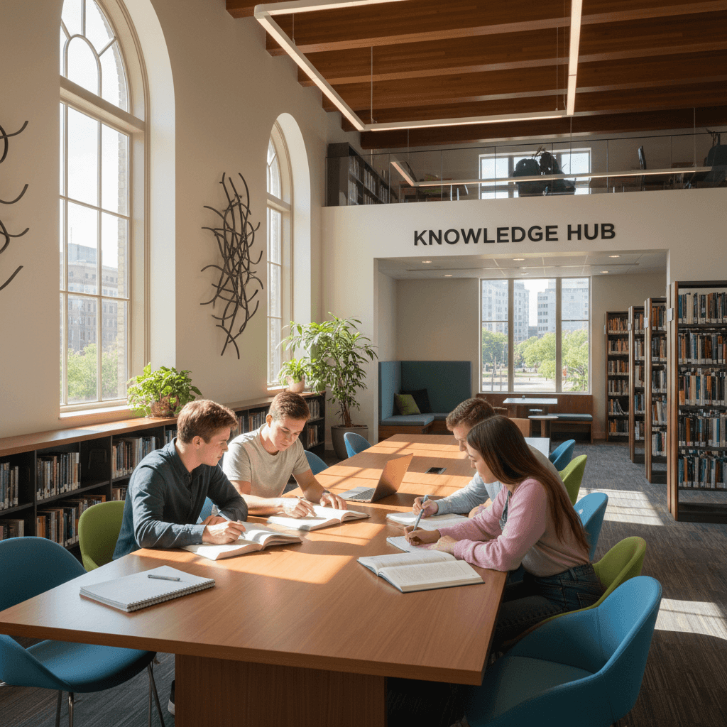 Students studying together with textbooks